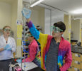A student inside the science lab