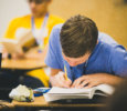 A student working at his desk