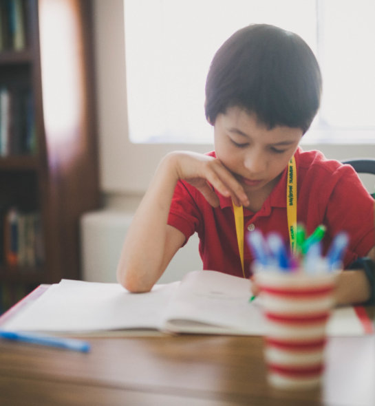 Student studying at desk