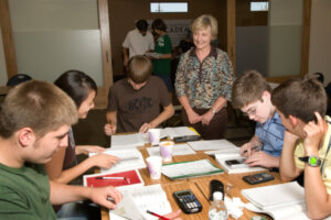 Jan Davidson with students