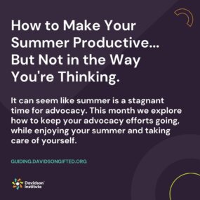 During this month’s issue of Guiding Gifted, we discuss how you can continue your advocacy efforts during the summer while still finding time to enjoy yourself.
 
Read this month’s issue with the link in our bio.
 
#gifted #giftededucation